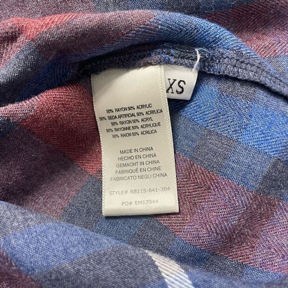 Cloth & Stone Dress Tunic Ruffled Size XS Long sleeve Plaid Buttons - Picture 4 of 8